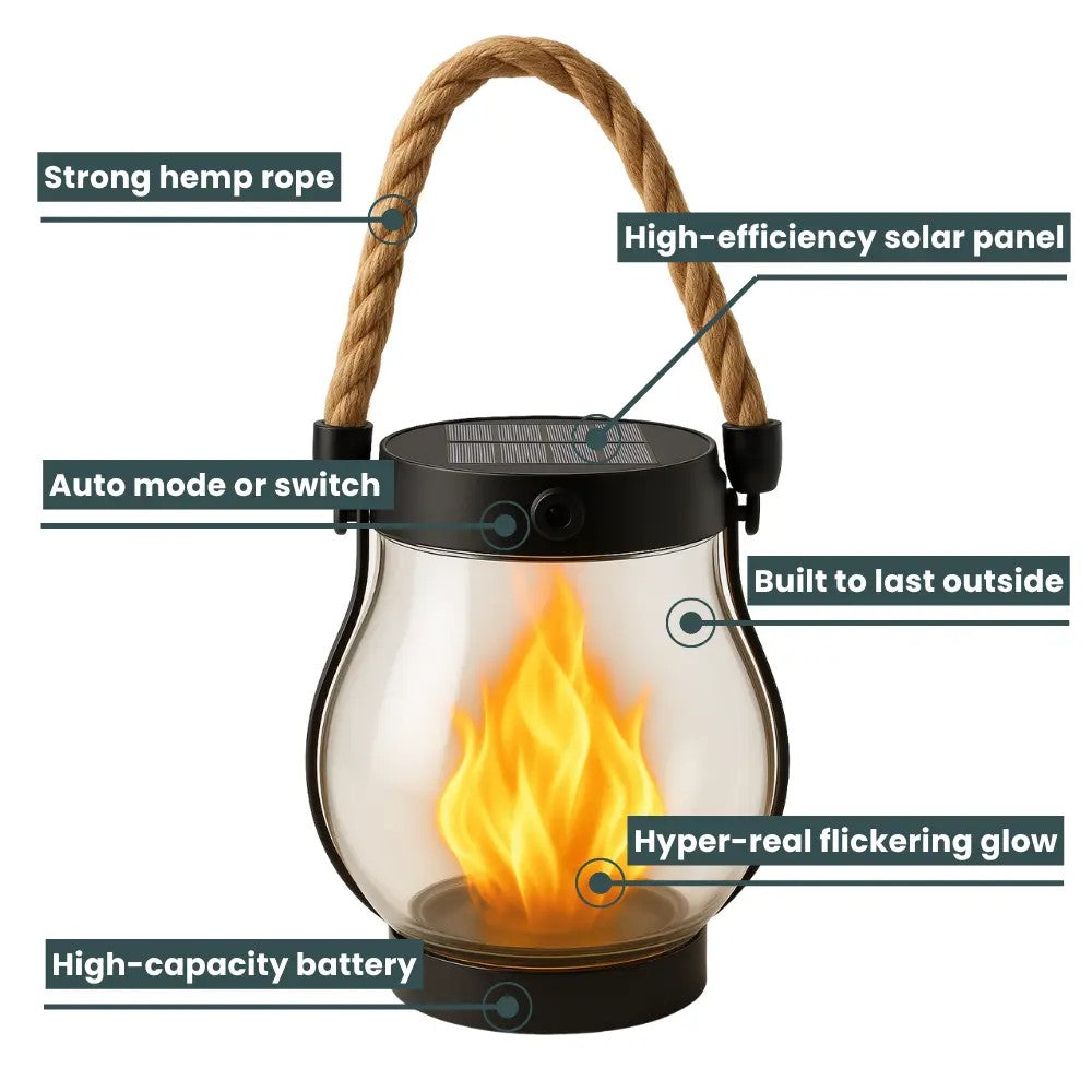 Easter Flash Sale - Kaliiqo™ Flickering Flame Solar Lantern Outdoor Lights
