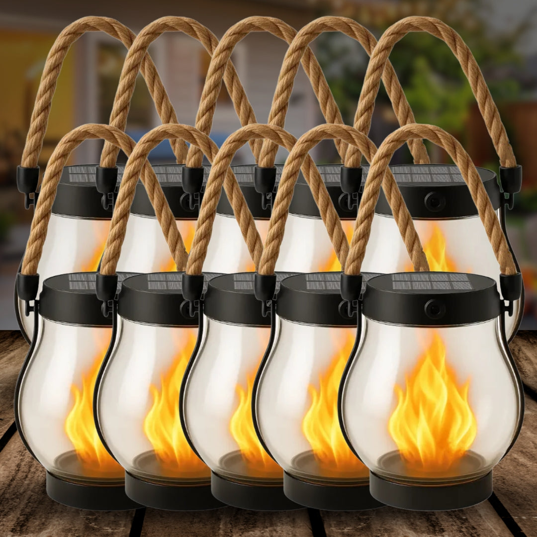 Easter Flash Sale - Kaliiqo™ Flickering Flame Solar Lantern Outdoor Lights