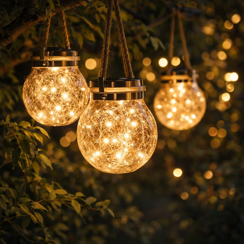 Solar Crackle Glass Jar Lantern Lights – Outdoor Decorative Lighting
