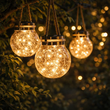 Solar Crackle Glass Jar Lantern Lights – Outdoor Decorative Lighting